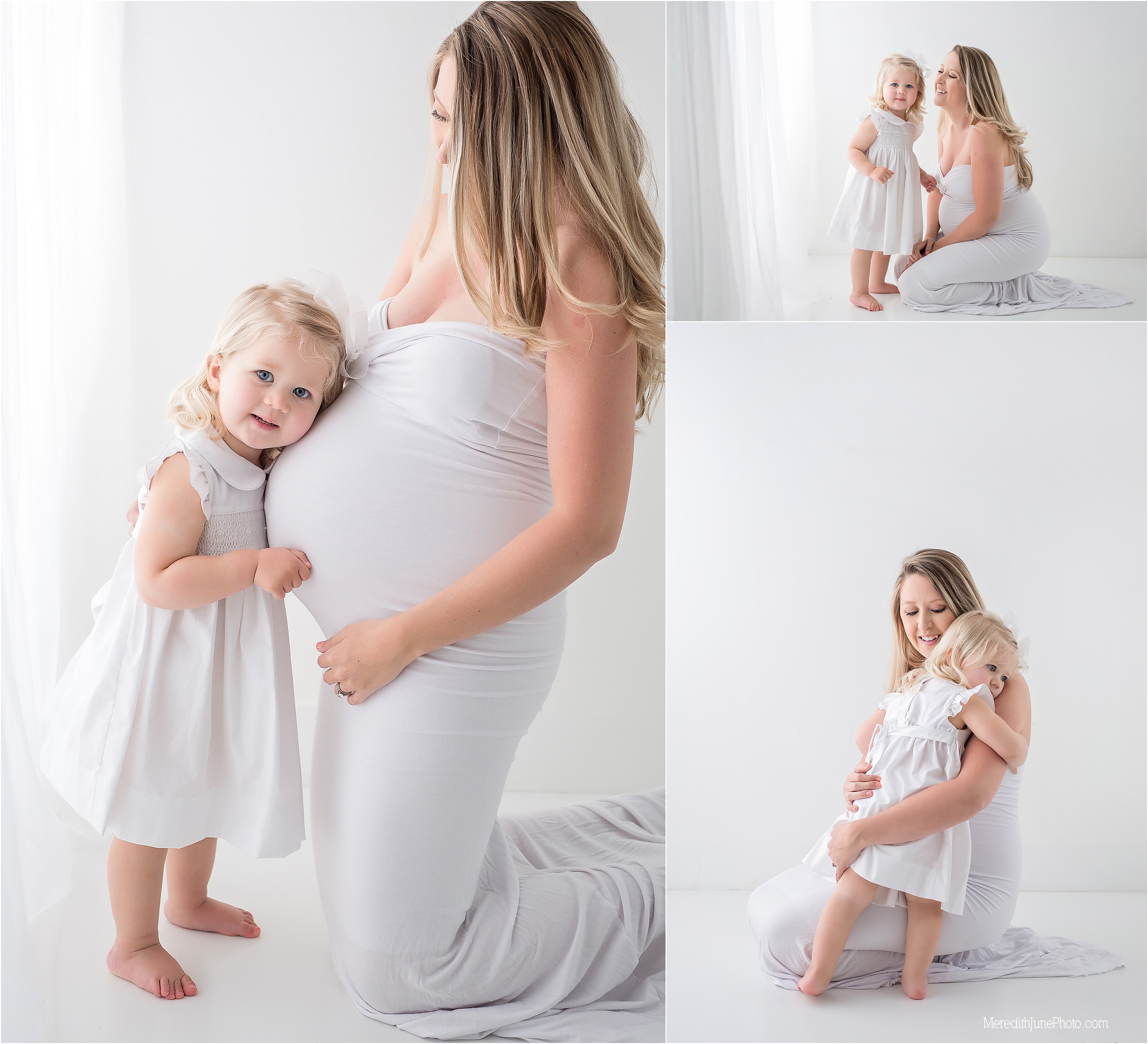 all white maternity photo session