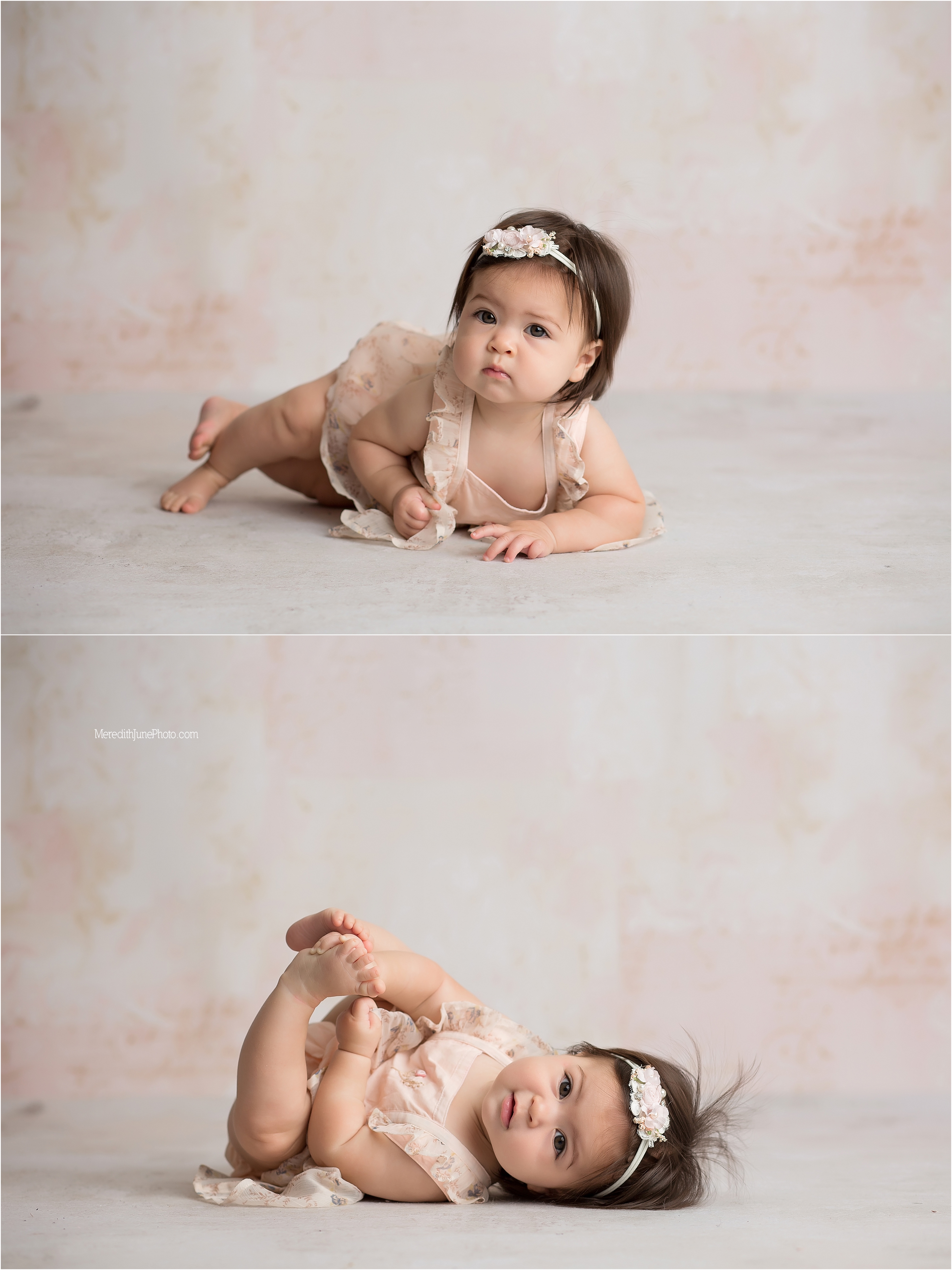 Baby girl Evelyn's sitter session in Meredith June Photography studio