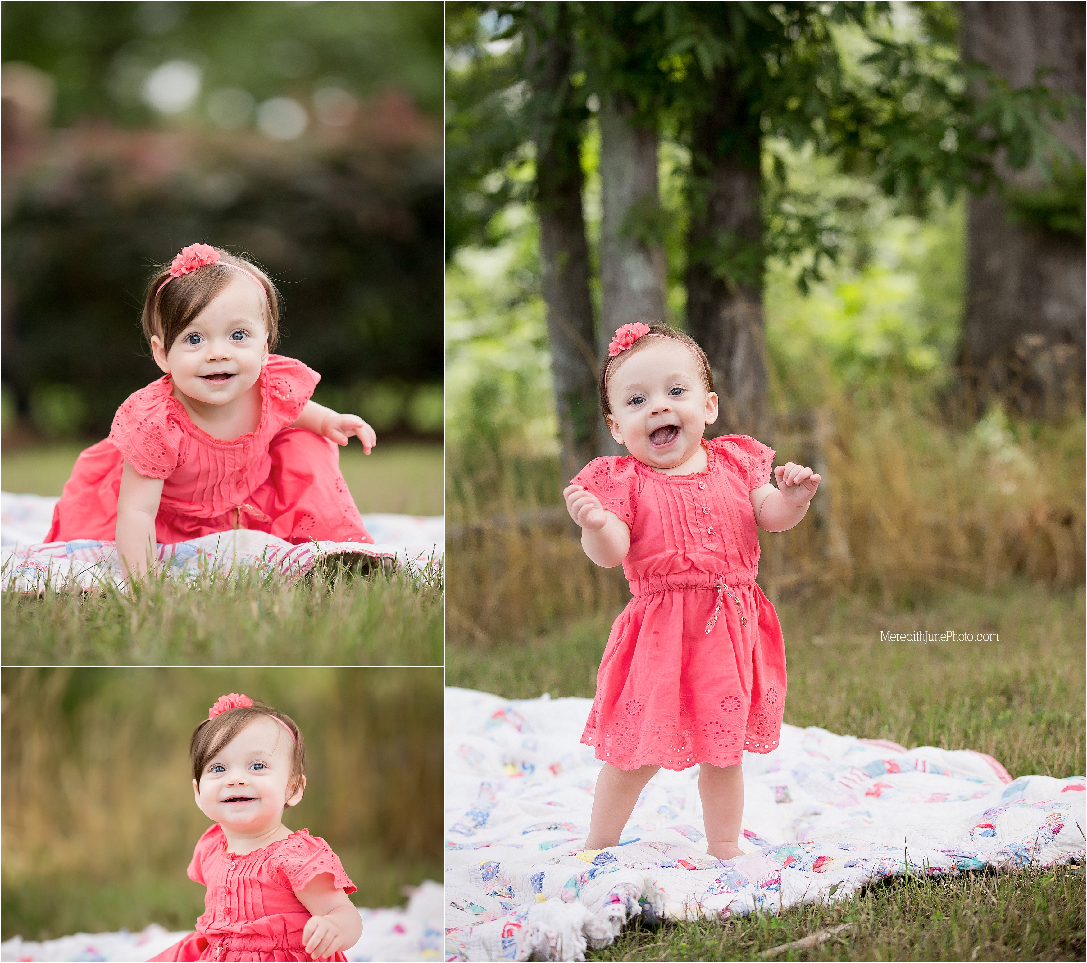 Outdoor first year photos for baby girl