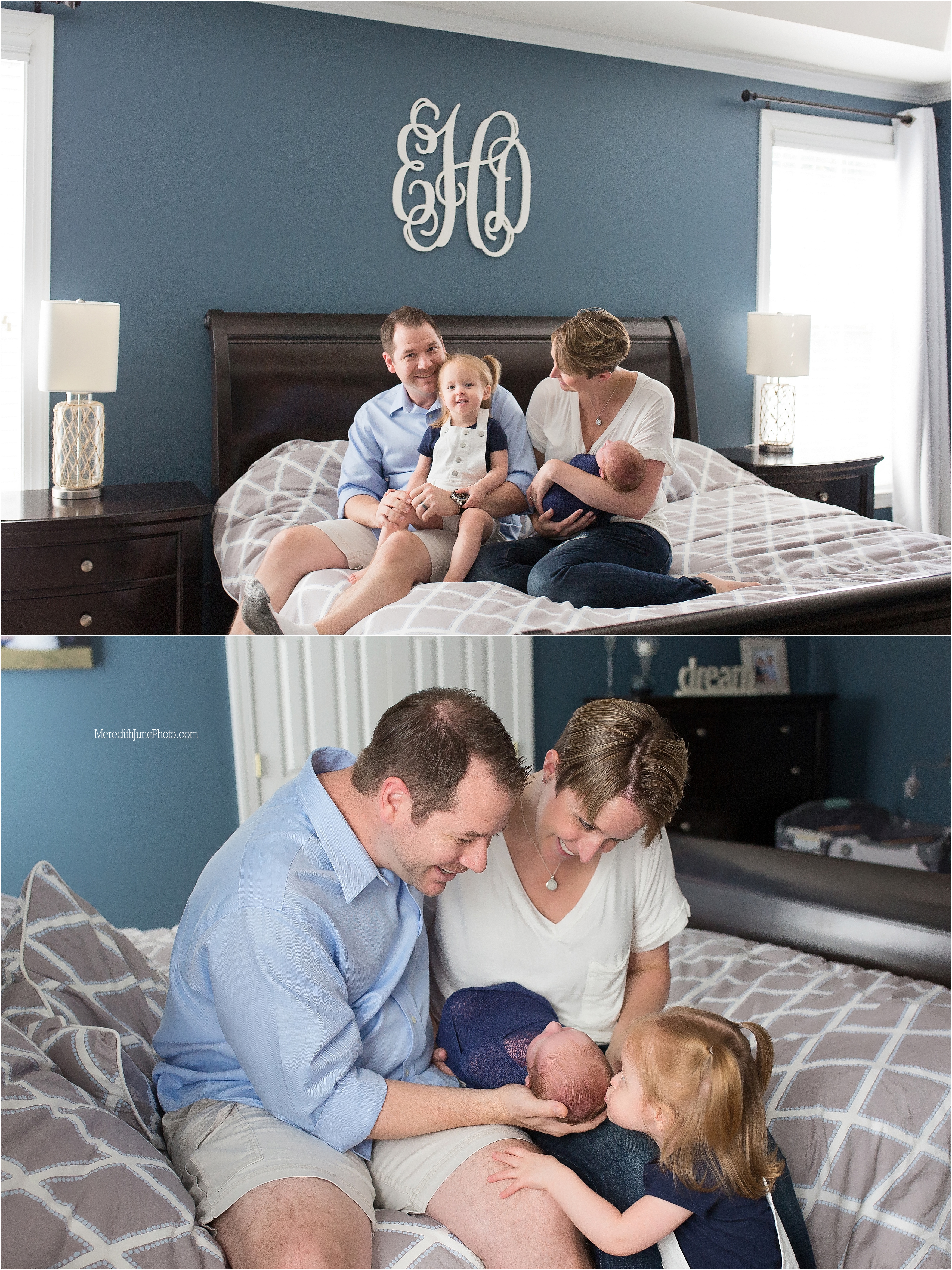 beautiful family in bedroom during lifestyle session