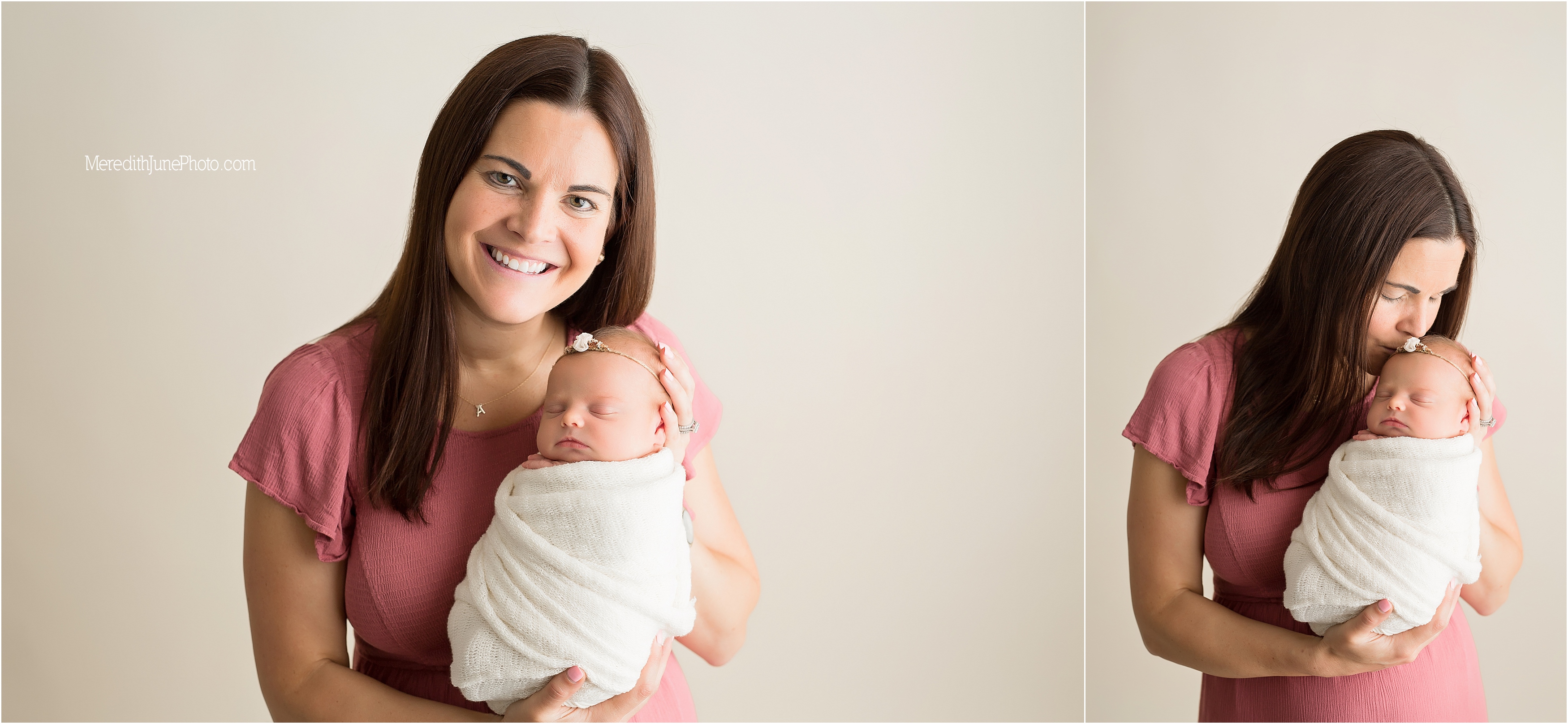 Baby girl Addison with mom during newborn session