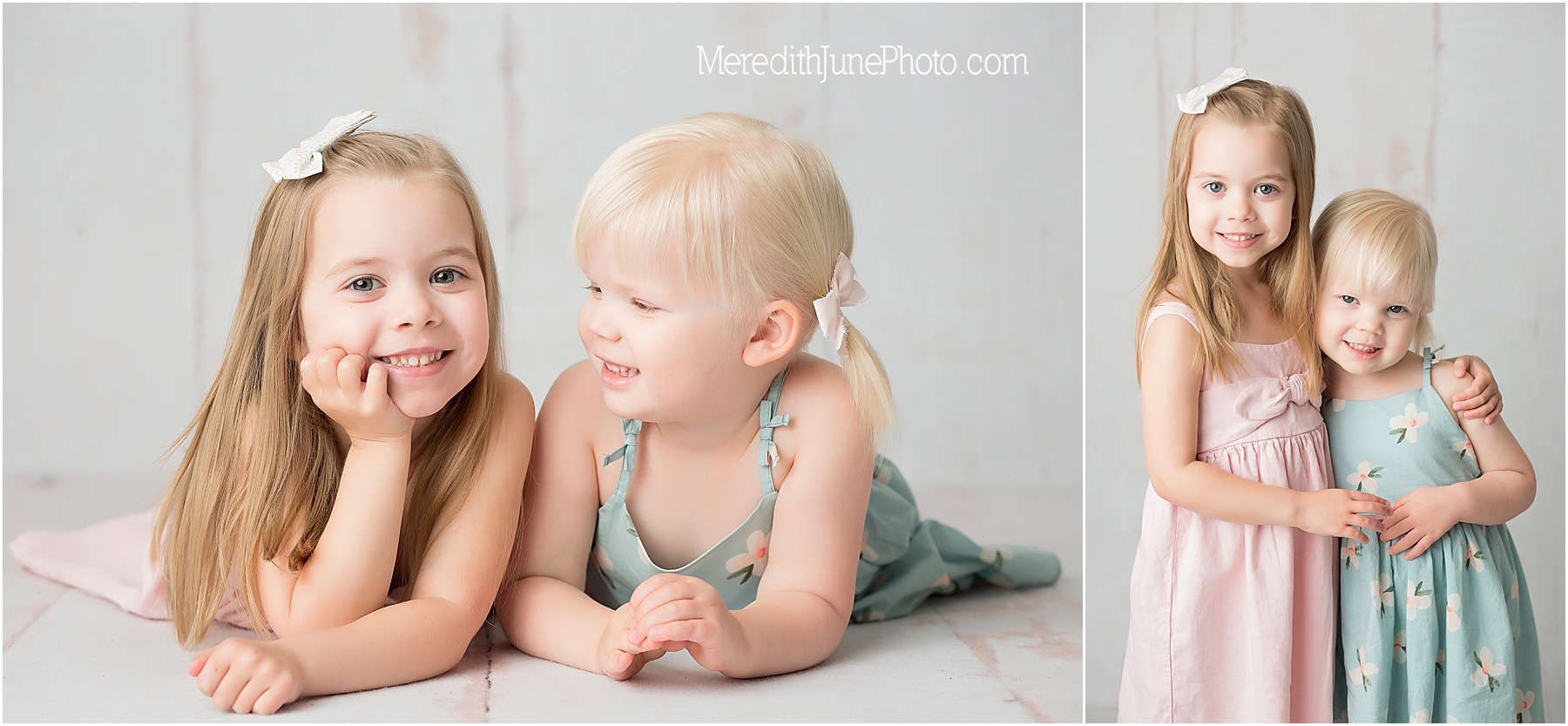 Adorable sisters at Meredith June Photography during milestone session