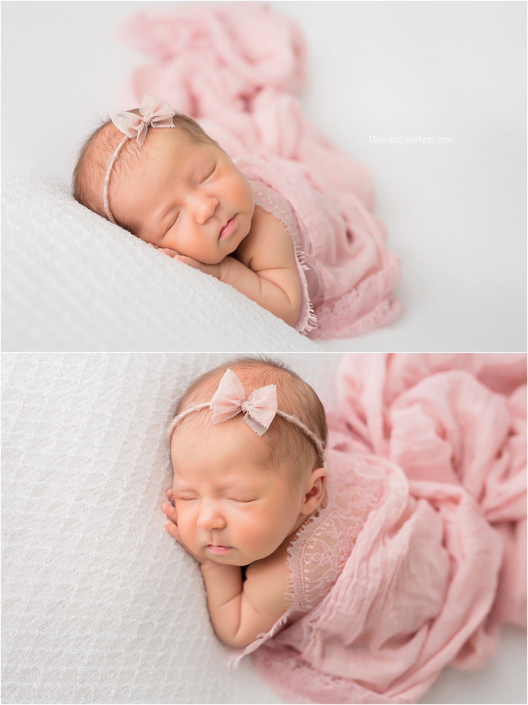 pink and white newborn session for baby girl 