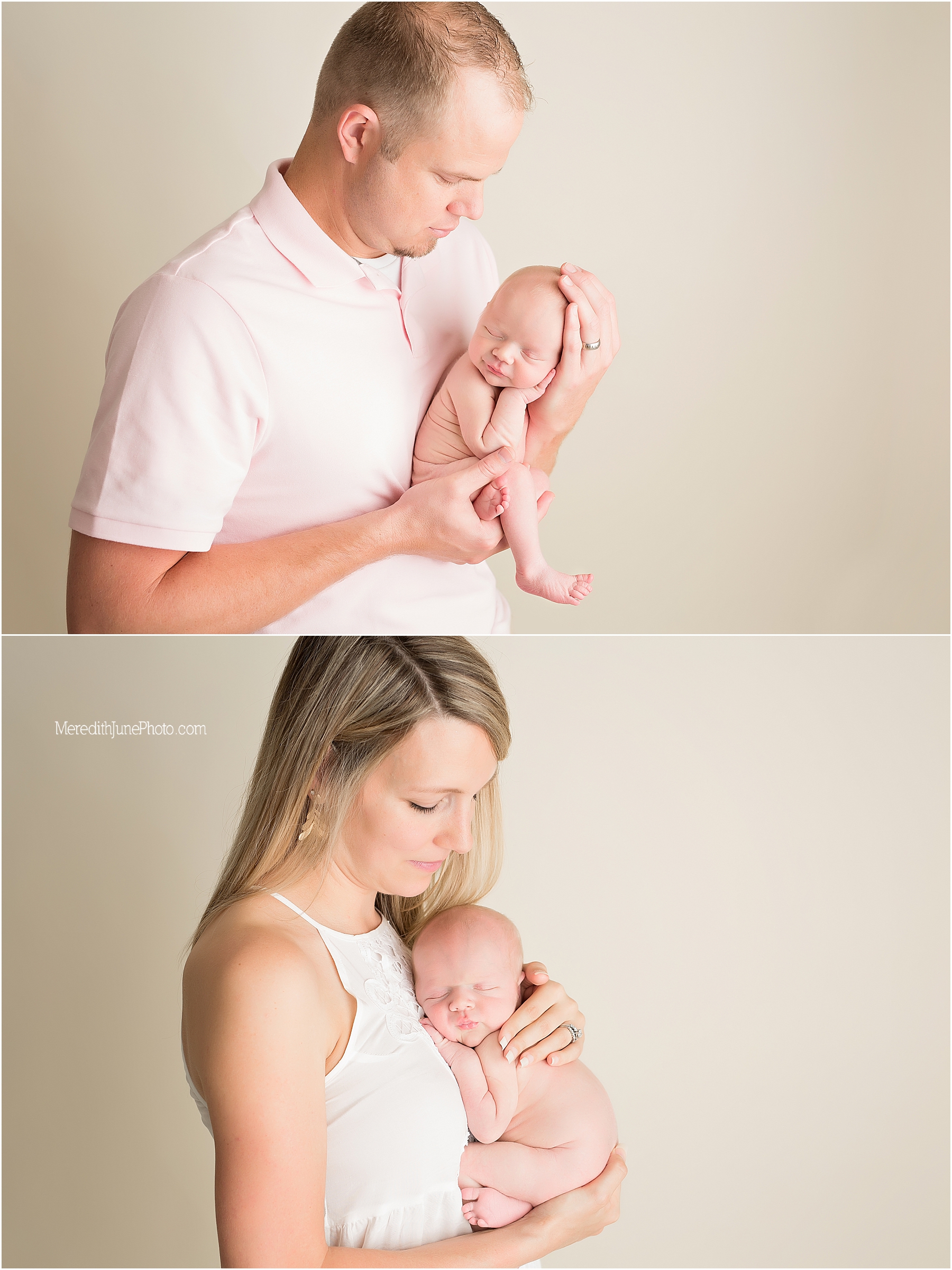 Baby boy Miller with parents during newborn and family session