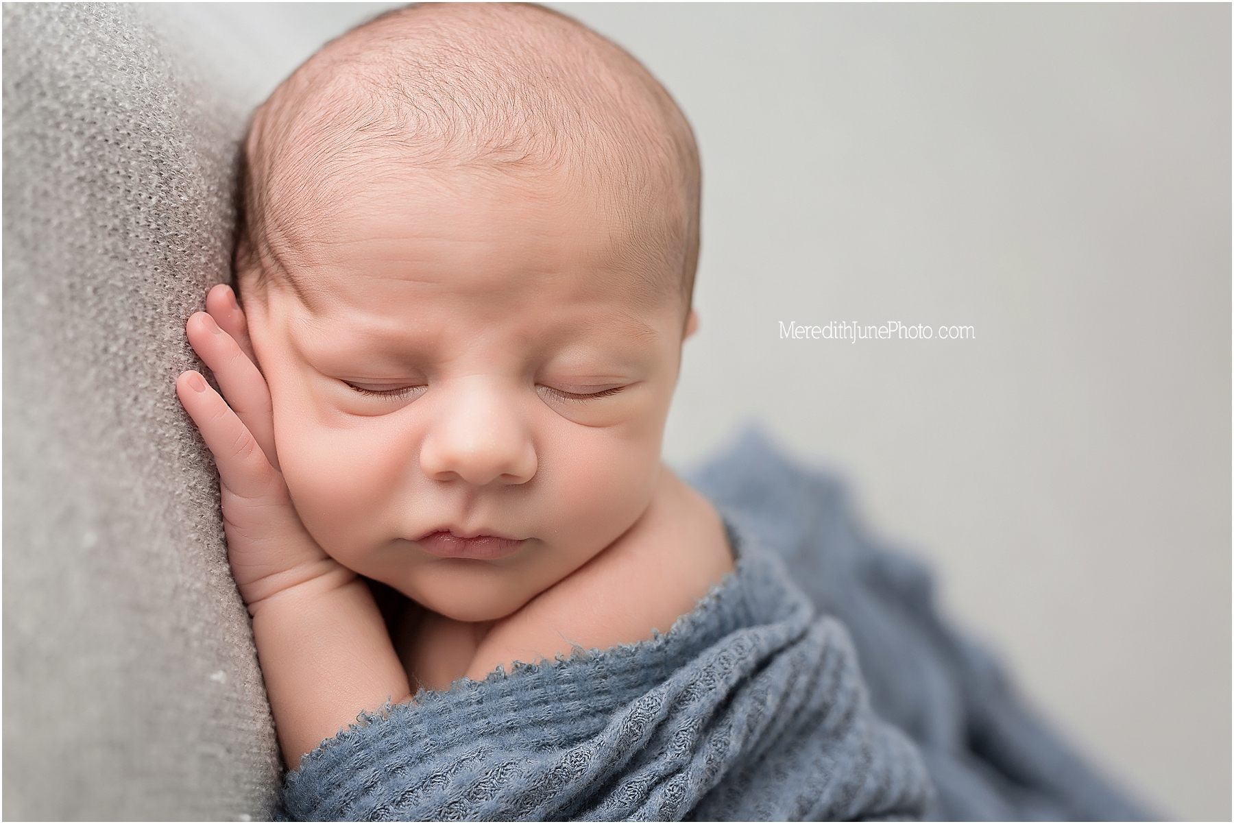 Blue and gray newborn session for baby boy