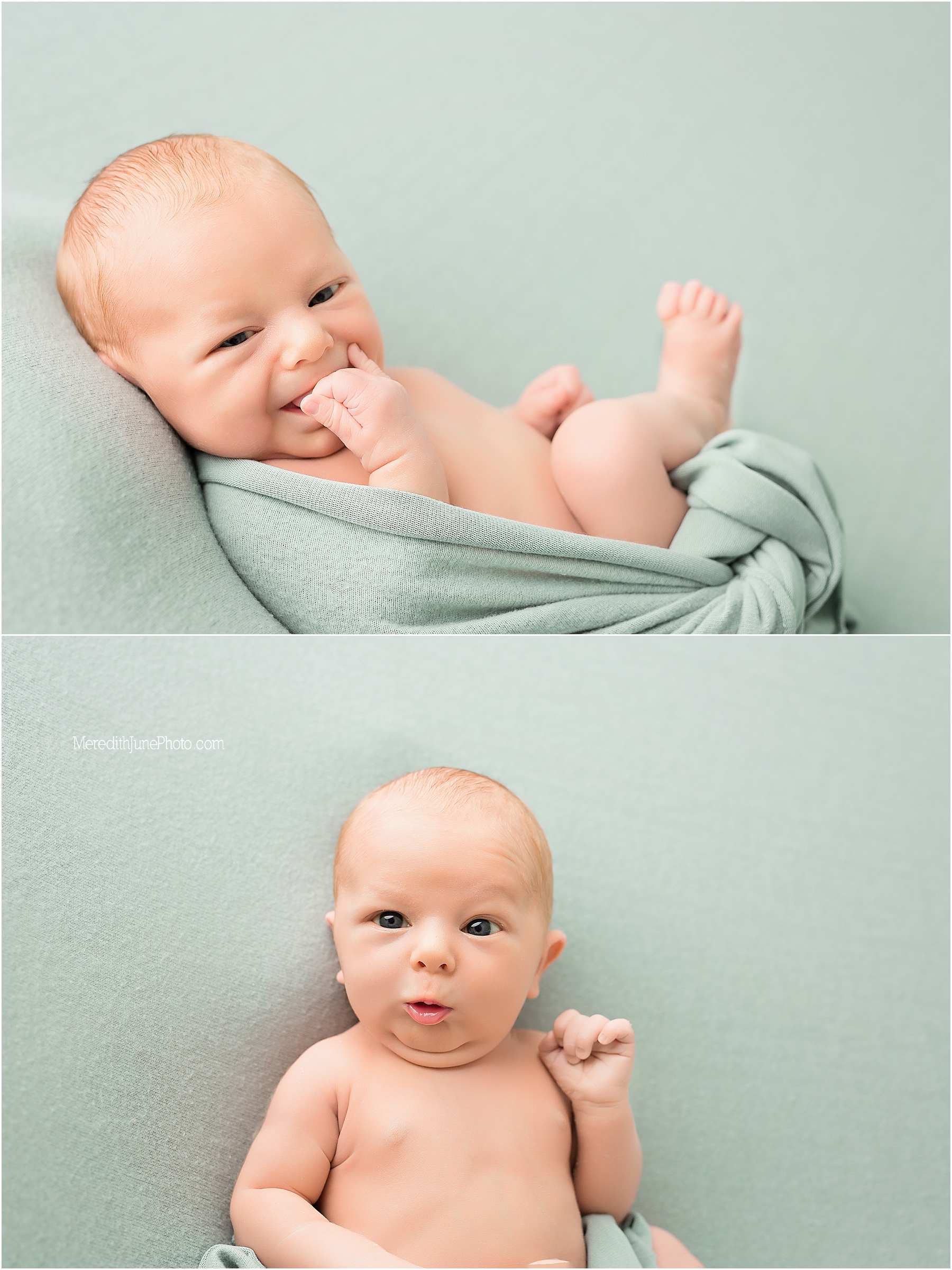 baby with eyes open during newborn photo session