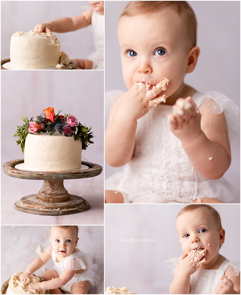 The Sweetest Baby Girl  First Birthday Cake Smash in Charlotte Area