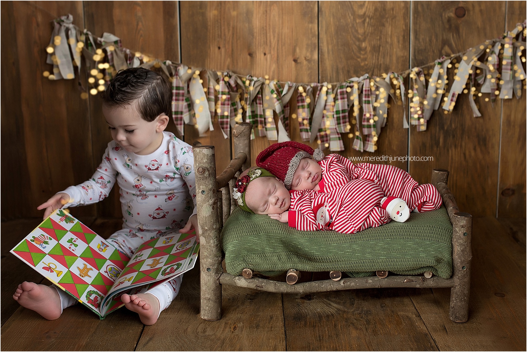 twin with sibling christmas photos