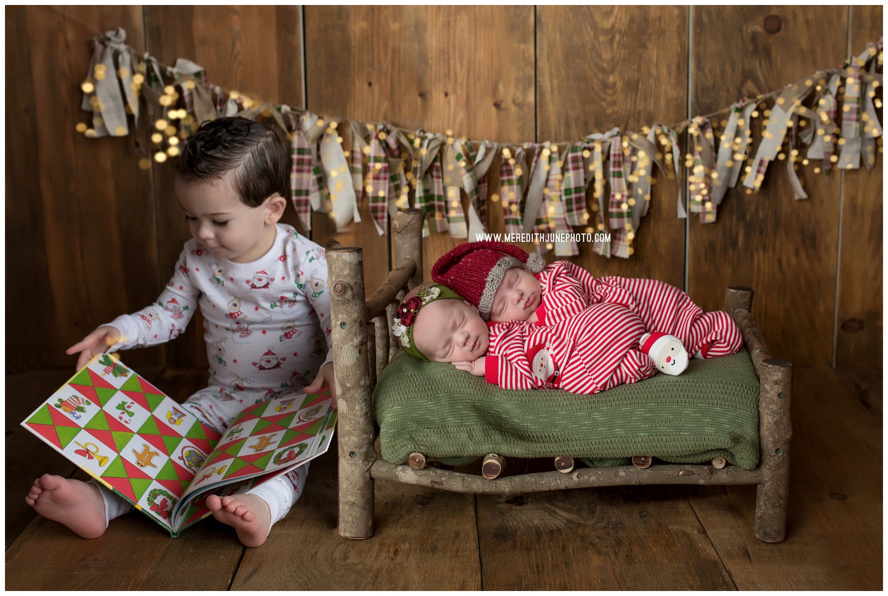 newborn twins christmas photo