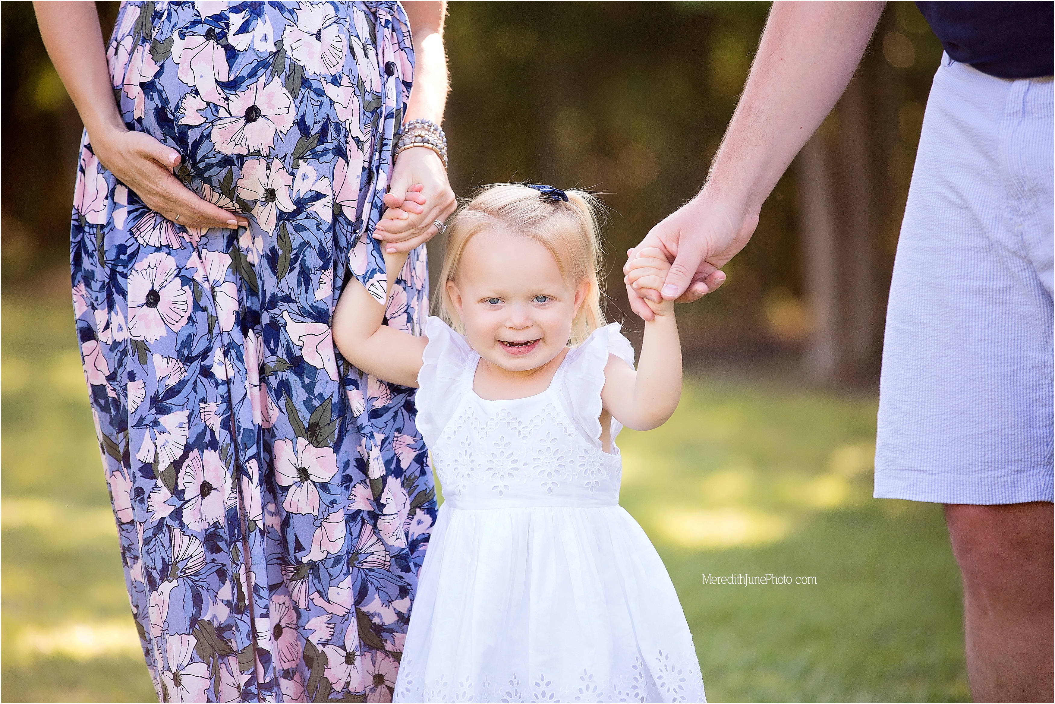 family of three outdoor maternity session 