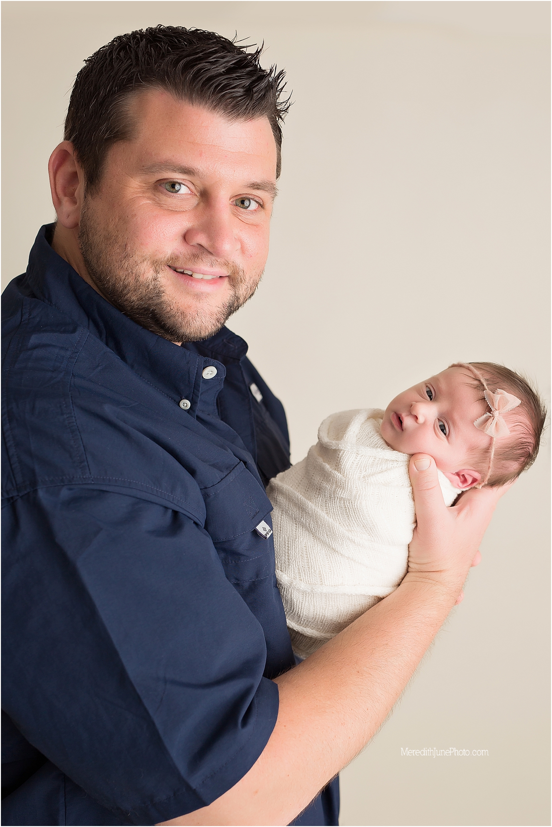 Baby girl Harper with dad during newborn mini session