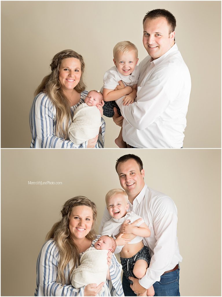 family shots during newborn photo session 