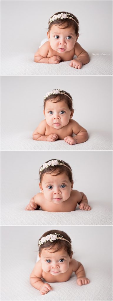 baby girl at 4 month milestone session