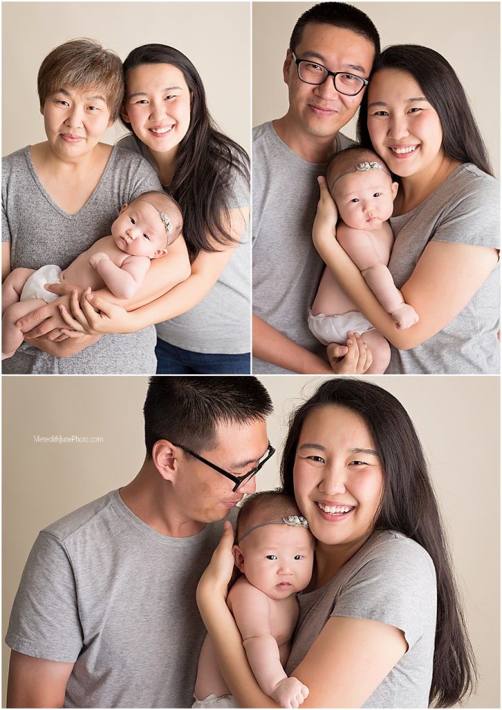 baby girl with family during two month session 