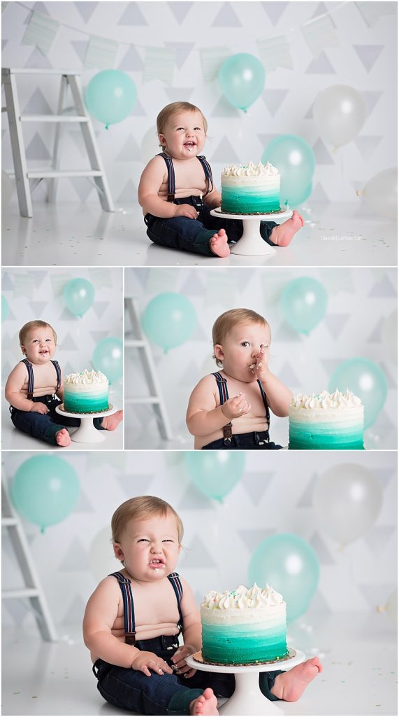 baby boy cake smash and one year session