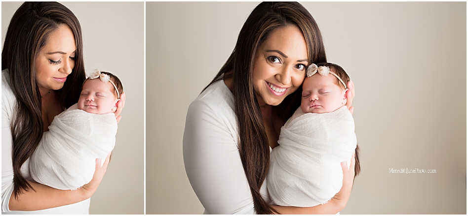 newborn posing with family by Charlotte Photographer, Meredith June Photography 