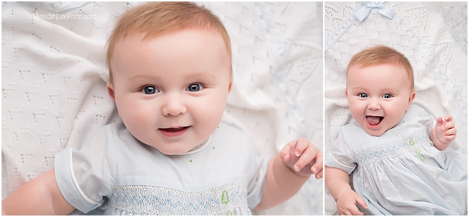 6 month milestone studio session for baby boy at Meredith June Photography in Charlotte area 