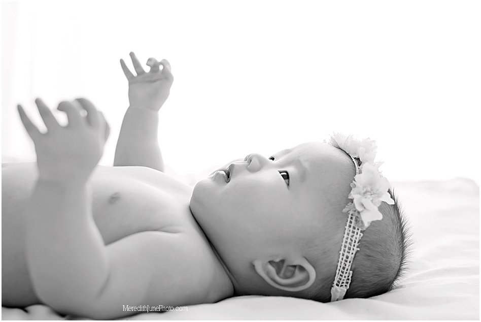 Baby girl milestone portraits at Meredith June Photography in Charlotte NC 