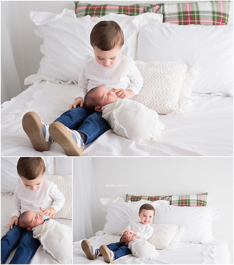 Brother and newborn studio photos 