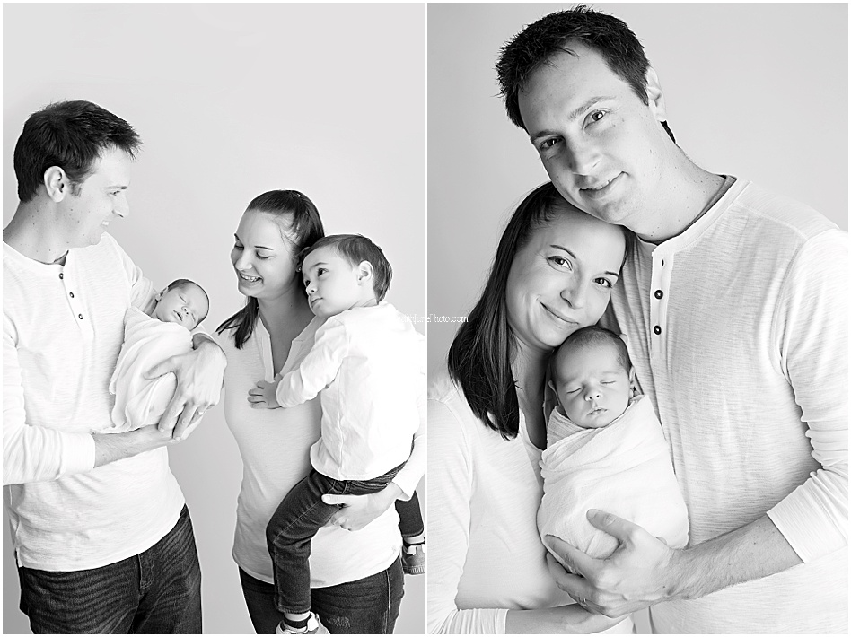 Black and white family photos with newborn by MJP 