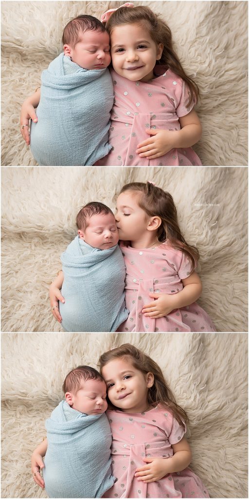 Baby boy George and sister during newborn session 