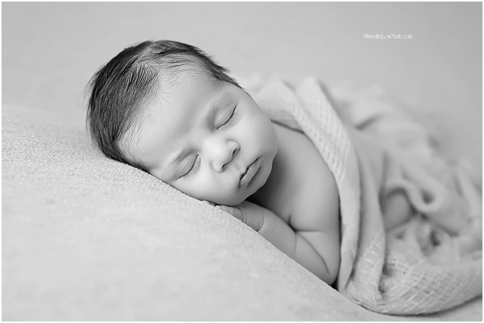 Black and white newborn photos for baby boy by MJP in Charlotte NC