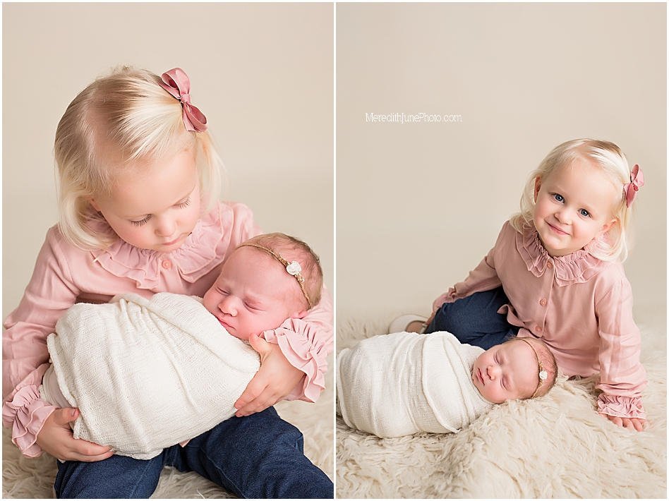 newborn baby girl and sister posing ideas by MJP