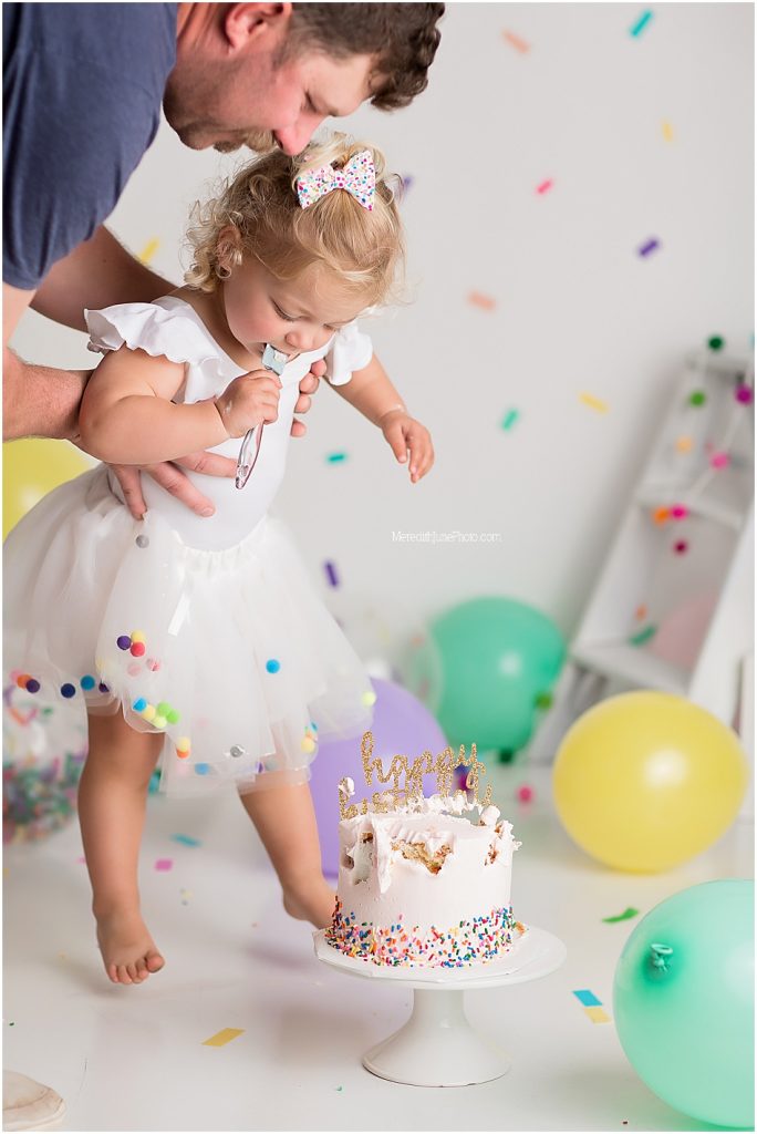 Cake smash session for baby girl in Charlotte NC by MJP