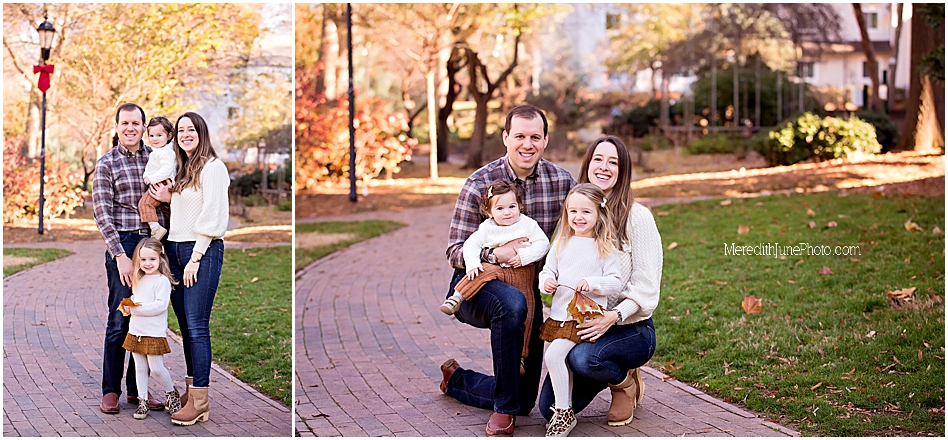 Outdoor fall family pictures in Uptown Charlotte by Meredith June Photography 