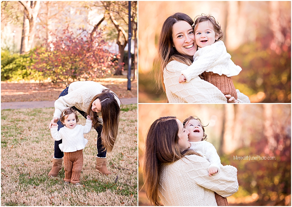 Outdoor fall family portraits in Uptown Charlotte NC