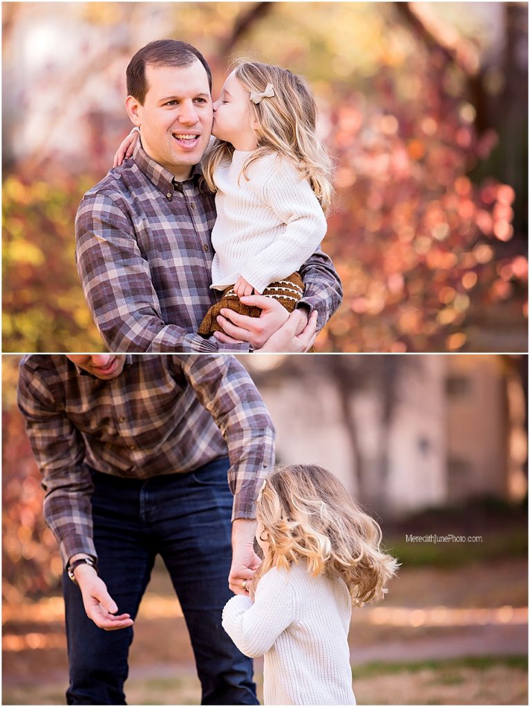 Dad and daughter posing ideas for fall family photos 