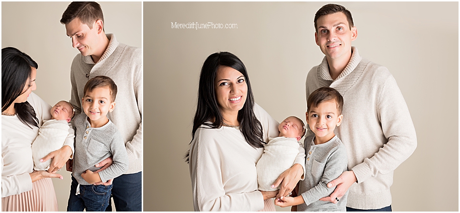 Jinkins family with Newborn baby girl by Meredith June Photography in Charlotte NC
