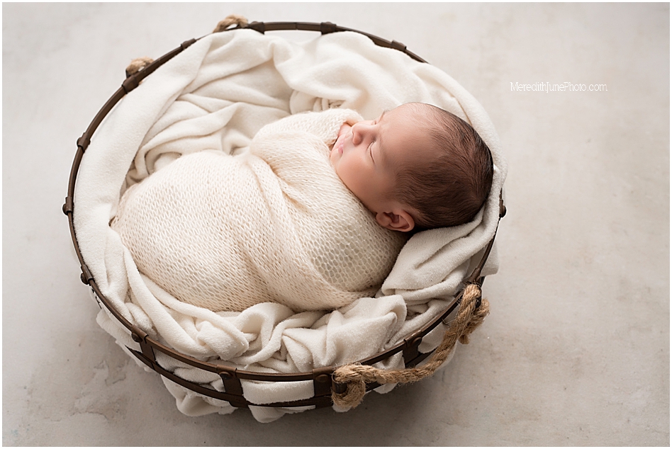 Newborn session for baby boy at Meredith June Photography in Charlotte area 