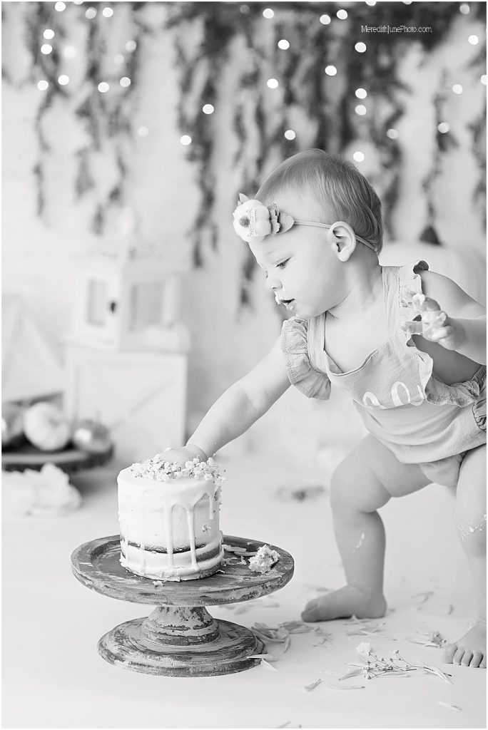 Charlotte NC baby girl cake smash photographer 