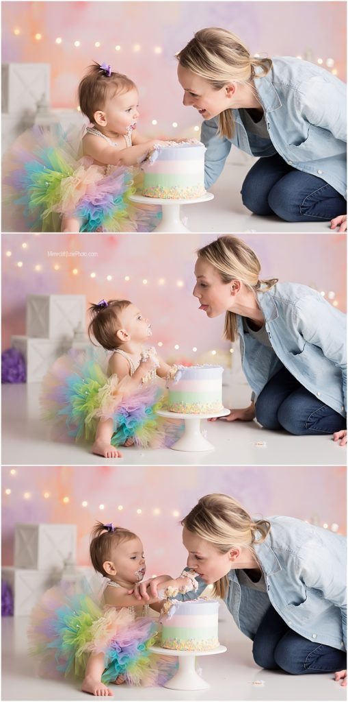Colorful pastel cake smash for baby girl by MJP