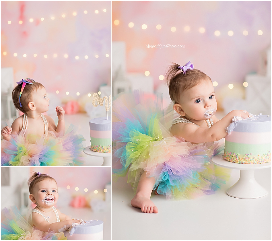 Cake smash pictures for baby girl in Charlotte NC by MJP
