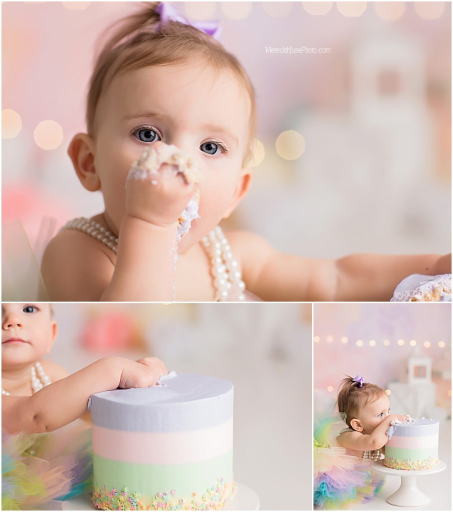 Multicolor cake smash photos for baby girl
