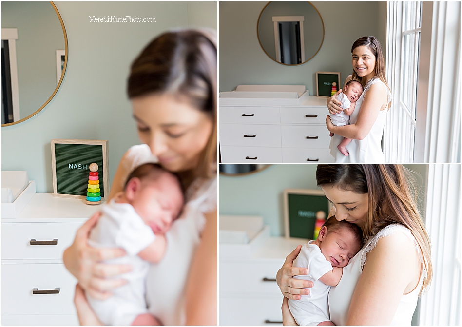 newborn baby boy with mom photo ideas by Meredith June Photography