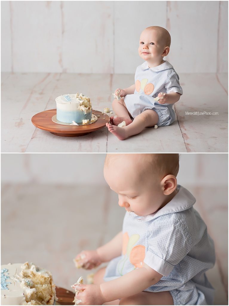 bright and airy first birthday cake smash session 