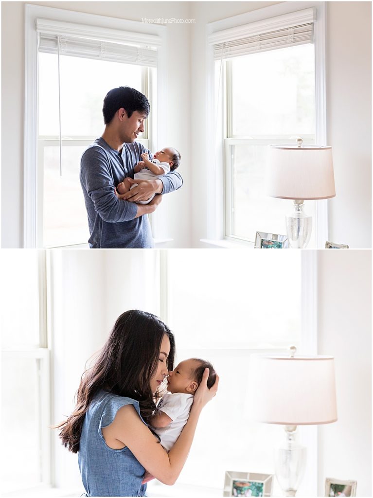 newborn with parents posing ideas by Meredith June Photography in Charlotte NC