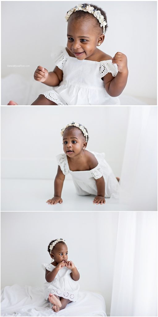bright and airy one year photos for baby girl
