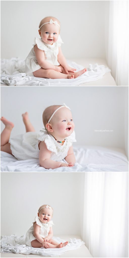 7 month milestone photos for baby girl by Meredith June Photography 