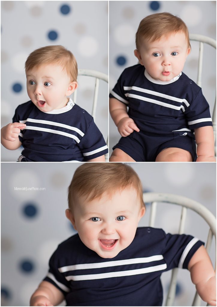 Navy and white photo set up for baby boys by MJP in Charlotte area