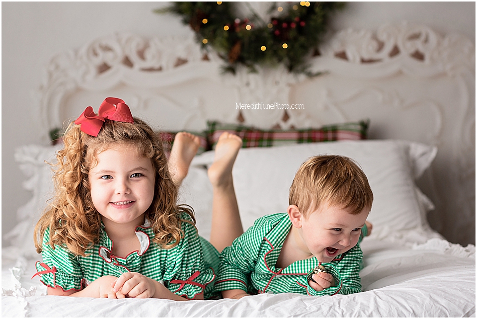 Christmas jammy pictures for siblings