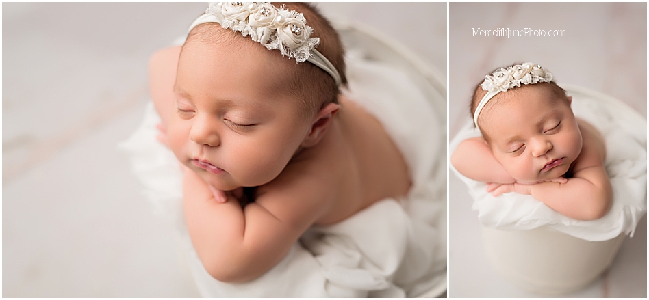 newborn baby girl session at Meredith June Photography in Charlotte NC