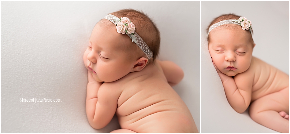 bright and airy newborn photos for baby girl 