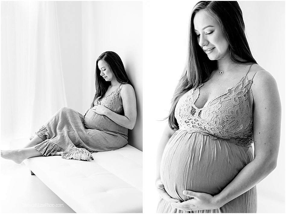 bright and airy maternity photos at Meredith June Photography in Charlotte NC