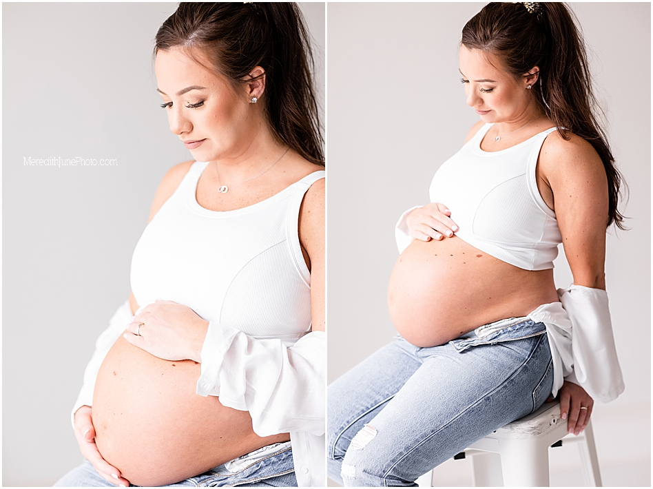 bright and airy maternity photo shoot by MJP in Charlotte NC