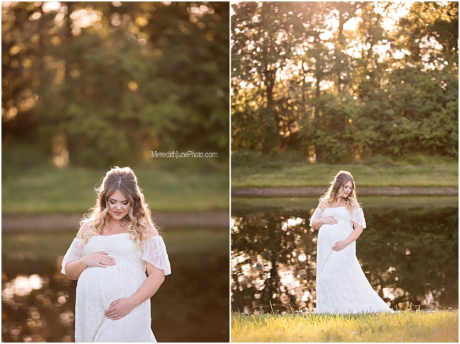 maternity session by water in Charlotte NC
