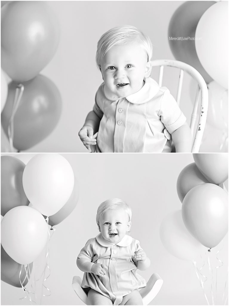 black and white first birthday pictures 